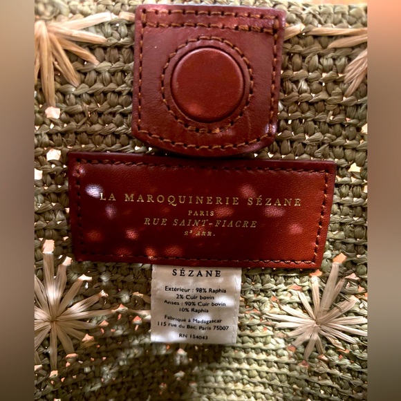 NWOT Sezane Rosie Basket Bag in Olive Green Raffia - Picture 6 of 6